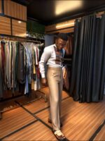 Earth Mosaic White Patterned Bib Shirt & Trousers Set - Image 2