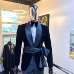 Obsidian Silk Velvet Tuxedo with Satin Obi Belt 2026