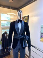 Obsidian Silk Velvet Tuxedo with Satin Obi Belt 2026