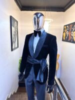 Obsidian Silk Velvet Tuxedo with Satin Obi Belt 2026 - Image 4