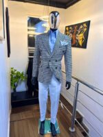 Houndstooth Legacy Double-Breasted Black & White Houndstooth Blazer