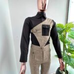 Architect Asymmetrical Harness Tweed Suit – Beige & Black