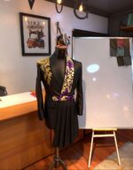 Golden Vine Black & Purple Embroidered Asymmetrical Blazer - Image 2