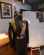Golden Vine Black & Purple Embroidered Asymmetrical Blazer - Image 3