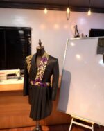 Golden Vine Black & Purple Embroidered Asymmetrical Blazer - Image 4