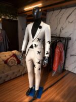 Swirl Phantom White Patterned Tuxedo Suit