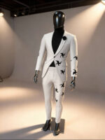 Swirl Phantom White Patterned Tuxedo Suit - Image 4