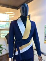 Midnight Obi “Equilibrium” Navy & Gold Kimono-Wrap Tuxedo Suit - Image 2