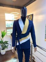 Midnight Obi “Equilibrium” Navy & Gold Kimono-Wrap Tuxedo Suit