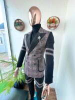 Houndstooth Monarch Black & Grey Double-Breasted Suit - Image 3