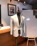 Crystal Vine White Embellished Tuxedo Blazer - Image 5