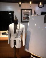 Crystal Vine White Embellished Tuxedo Blazer - Image 4