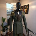 Golden Empire Green Embellished Double-Breasted Tuxedo
