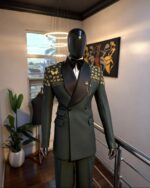 Golden Empire Green Embellished Double-Breasted Tuxedo
