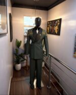 Golden Empire Green Embellished Double-Breasted Tuxedo - Image 4