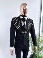 Golden Rain Black & Gold Embellished 3-Piece Tuxedo - Image 4