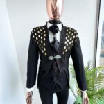 Golden Rain Black & Gold Embellished 3-Piece Tuxedo