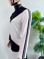 Eclipse Black & Ivory Colour-Block Nigerian Kaftan - Image 3