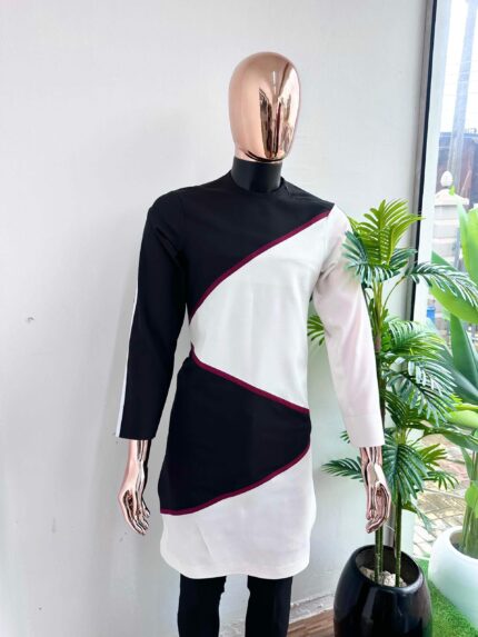 Eclipse Black & Ivory Colour-Block Nigerian Kaftan