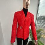 Crimson Emperor Red Floral Jacquard Blazer 2026