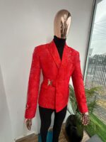 Crimson Emperor Red Floral Jacquard Blazer 2026