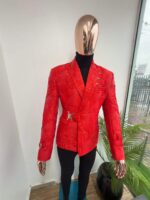 Crimson Emperor Red Floral Jacquard Blazer 2026 - Image 2