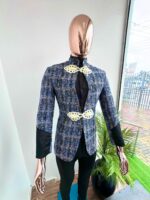 Imperial Dragon Blue & Black Lapeless Mandarin Suit 2026 - Image 4