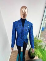 Royal Damask Electric Blue Jacquard Tuxedo Suit