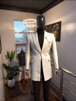 Diamond Frost White Textured Tuxedo Blazer - Image 2