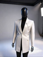 Diamond Frost White Textured Tuxedo Blazer - Image 4