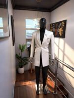 Diamond Frost White Textured Tuxedo Blazer - Image 5