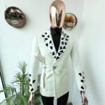 Diamond Shard Ivory Embellished Blazer with Belt 2026