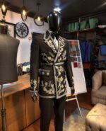 Silver Bloom Black Embroidered Tuxedo